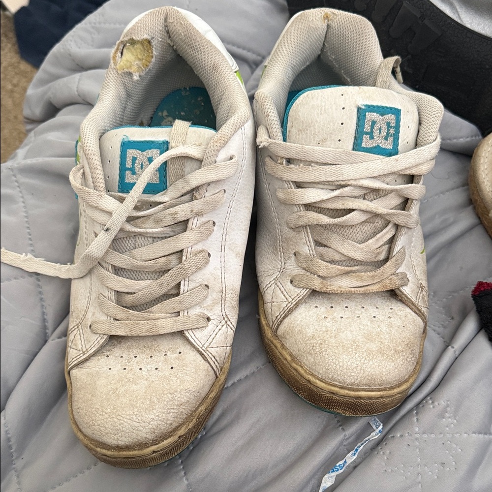 DC Kids White and Blue Sneakers